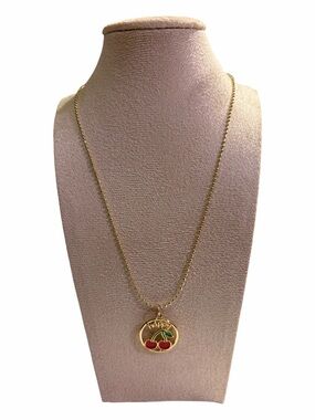 Gold Cherry Pendant Necklace - Gold Plated